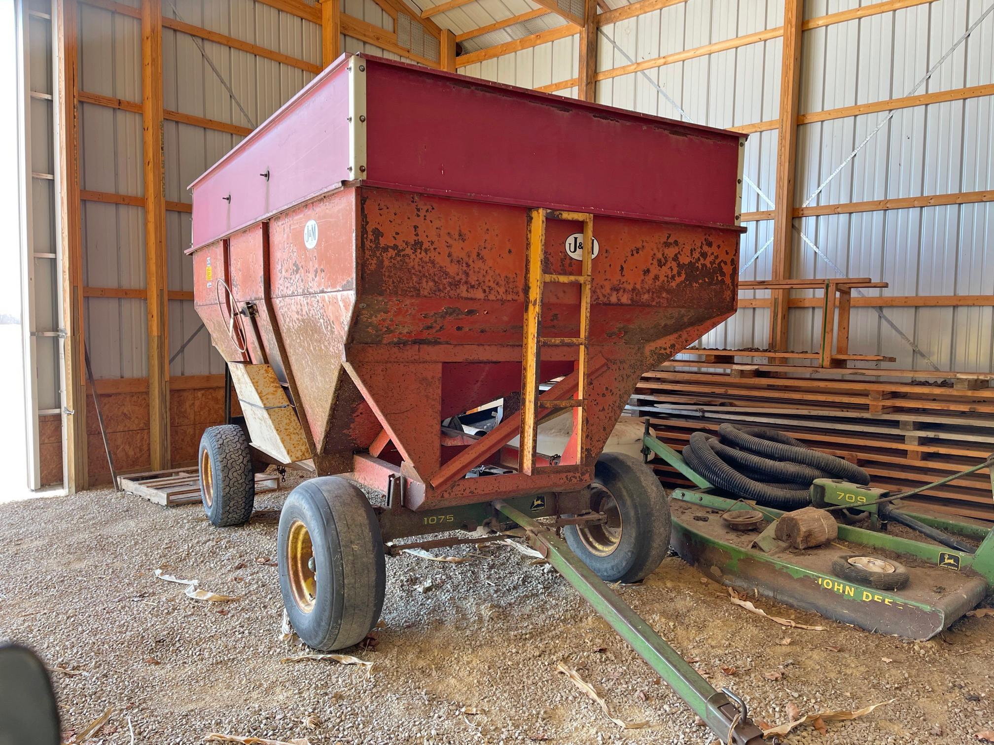 J&M 350 Bu. Gravity Wagon w/ John Deere 1075 Running Gear