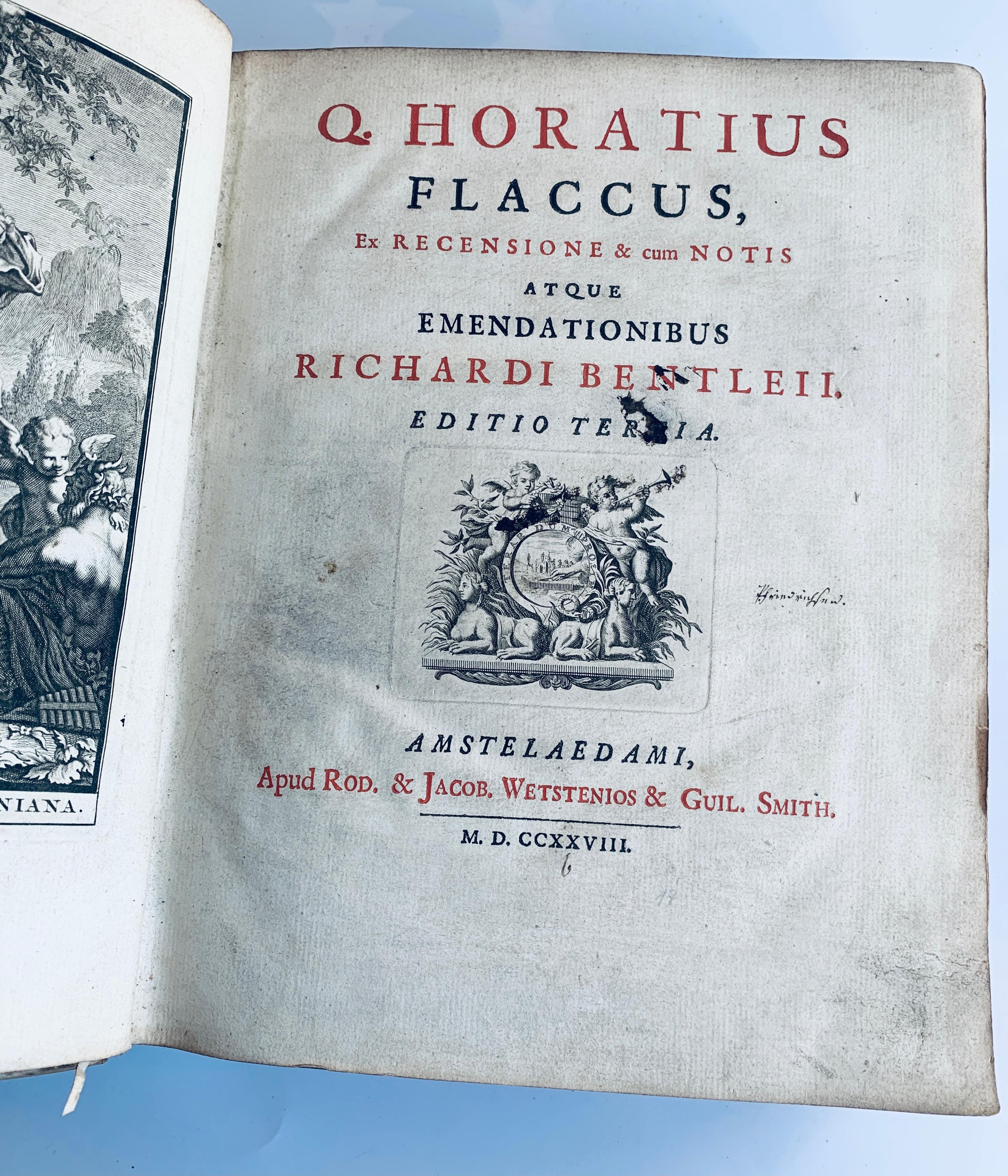 RARE Q. Horatius Flaccus (1728) Full Vellum Hardcover