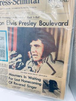 TWO Authentic ELVIS DEATH Newspapers (1977)