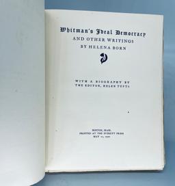 Whitman's Ideal Democracy and Other Writings (1902) LIMITED to 500