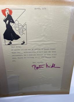 1974 Letter and Stationary SIGNED by BETTE MIDLER
