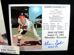 (2) Autographed 8" x 10" Color Photos of Milwaukee Braves Warren Spahn and