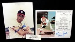 (2) Autographed 8" x 10" Color Photos of Milwaukee Braves Warren Spahn and