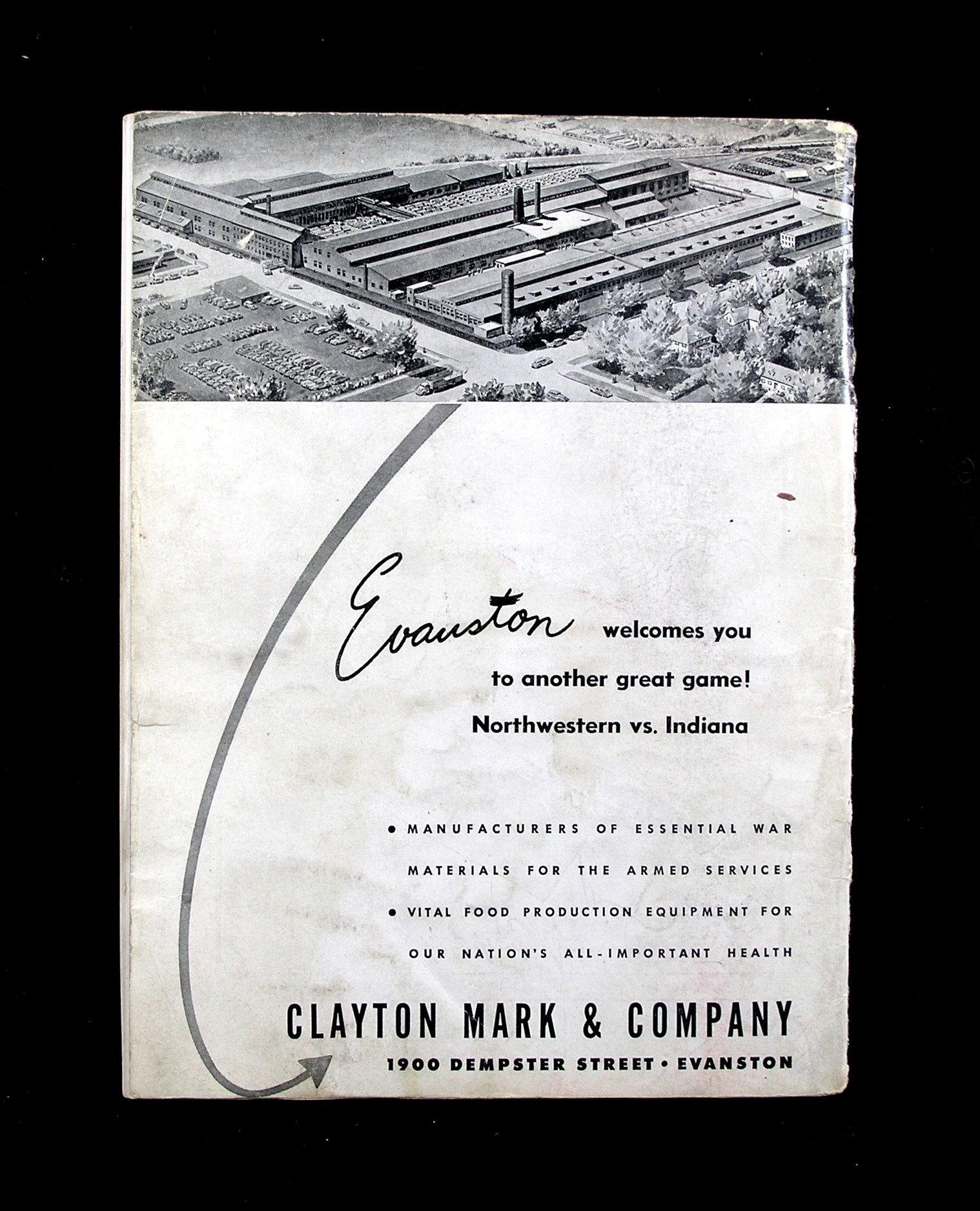 1944 Indiana Vs Northwestern Official College Football Game Program Homecom