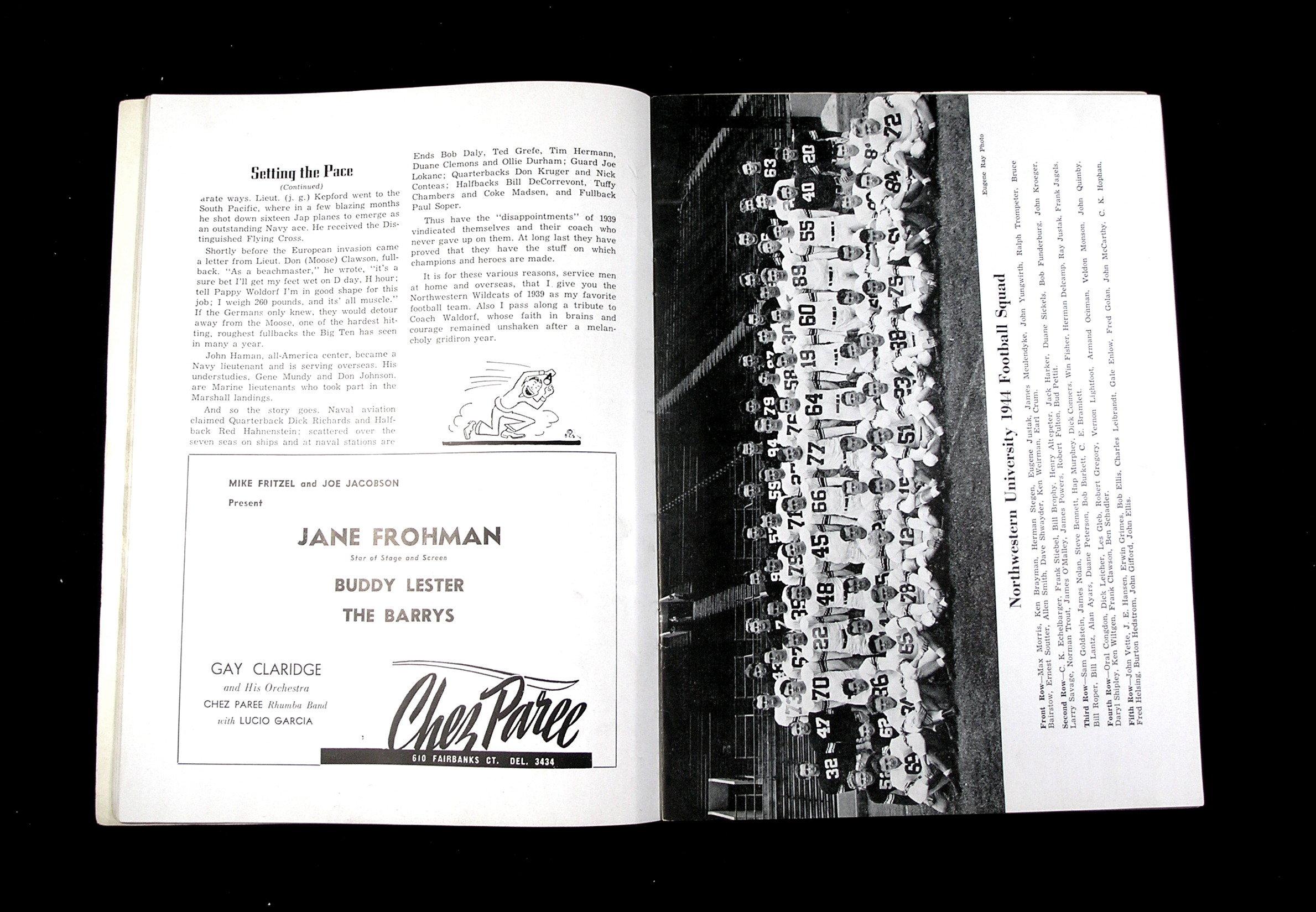 1944 Indiana Vs Northwestern Official College Football Game Program Homecom
