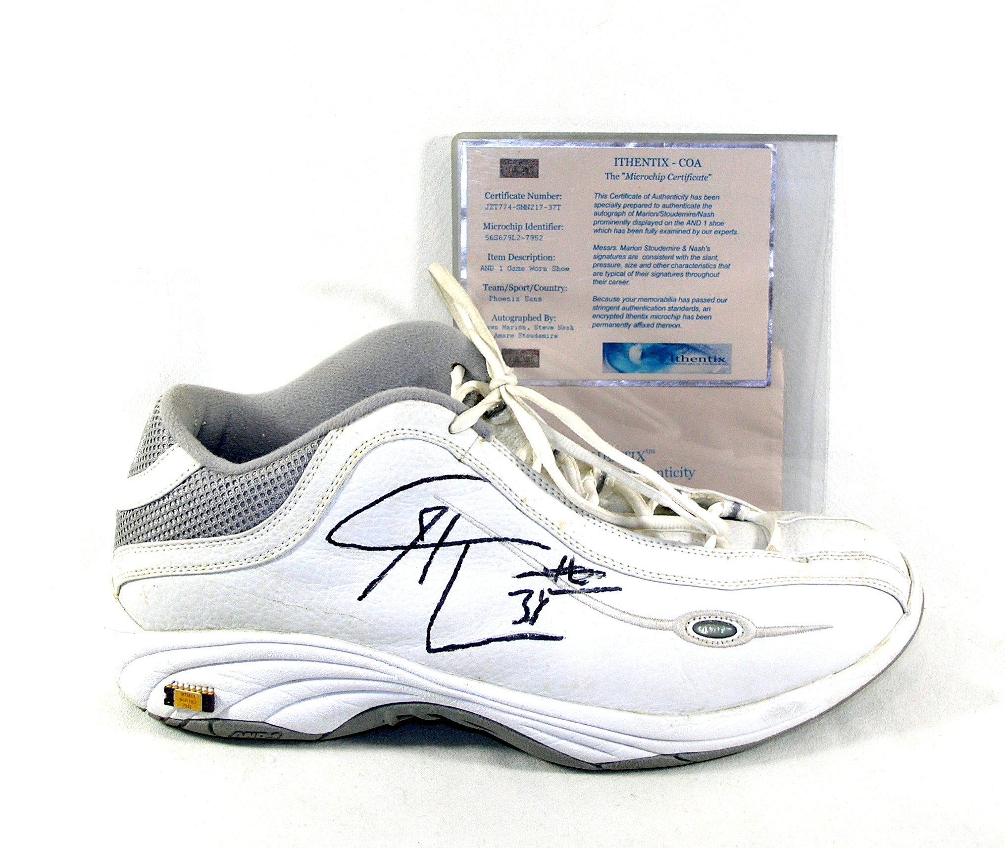 Basketball Shoe Autographed by Shawn Marion, Steve Nash, & Amare Stoudemire