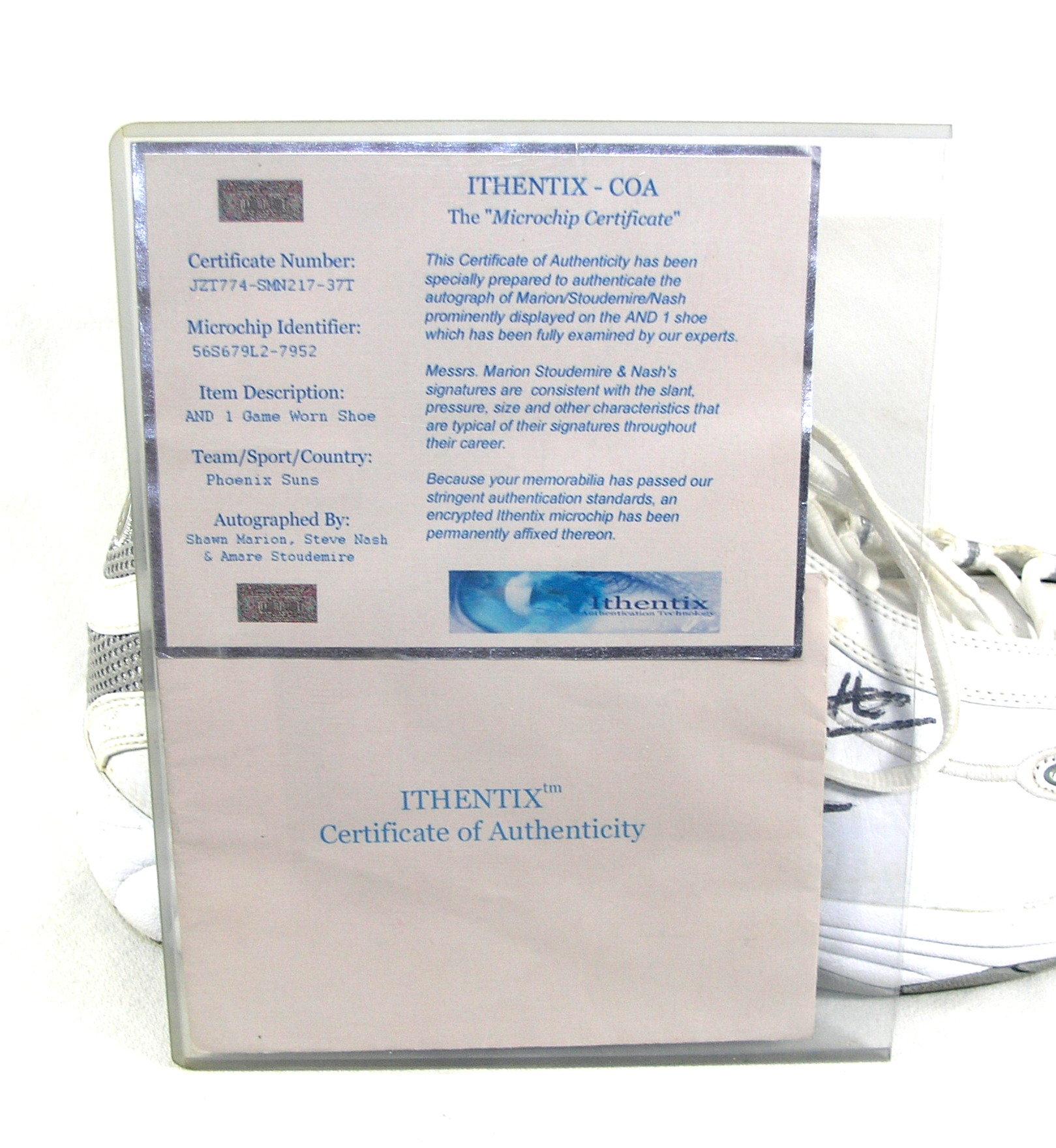 Basketball Shoe Autographed by Shawn Marion, Steve Nash, & Amare Stoudemire