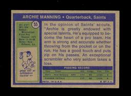 1972 Topps ROOKIE Football Card #55 Rookie Archie Manning New Orleans Saint