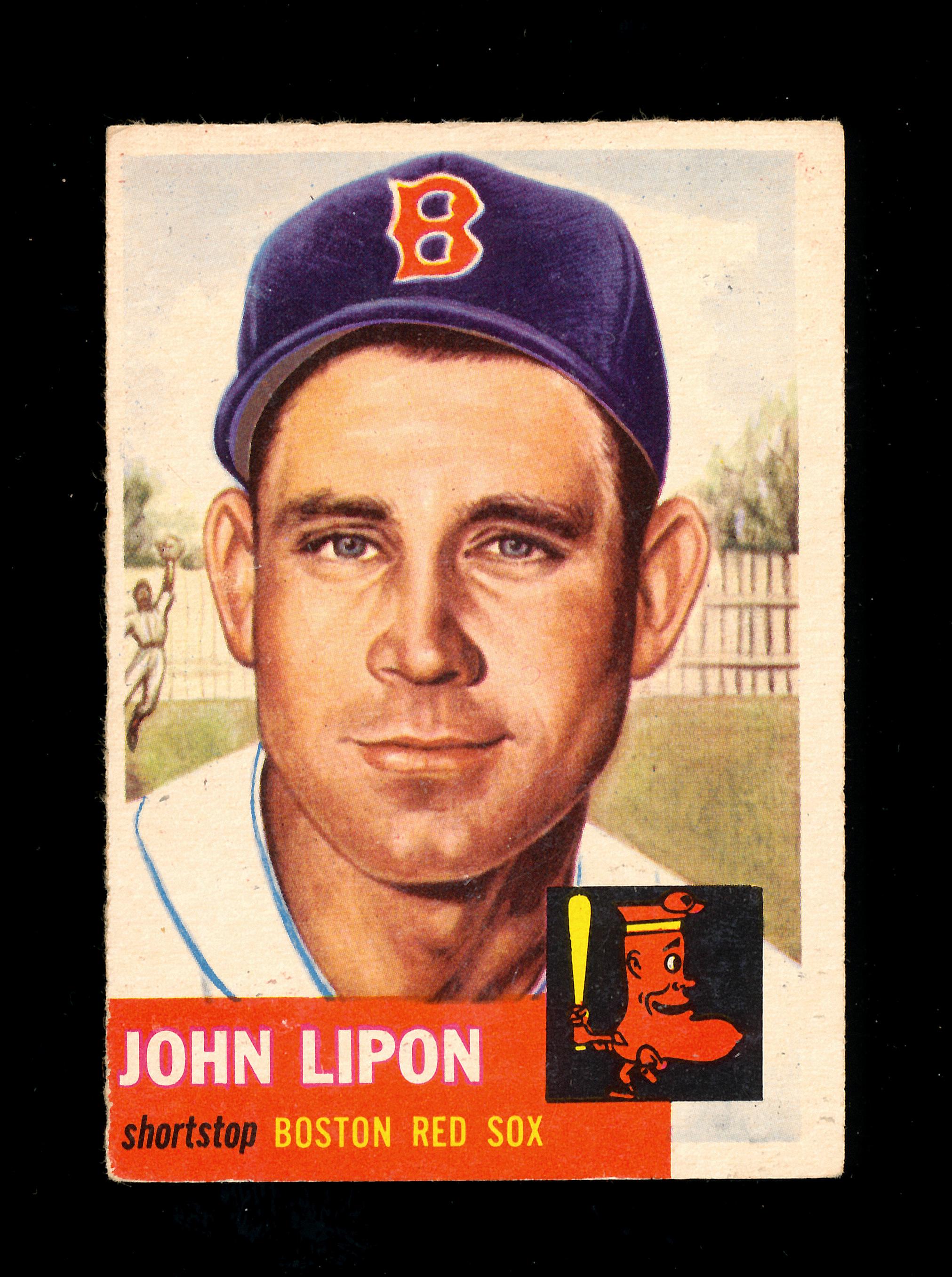 1953 Topps Baseball Card Short Print #40 John Lipon Boston Red Sox. EX to E