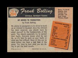 1955 Bowman Baseball Card #204 Frank Bolling Detroit Tigers. EX to EX-MT+ C
