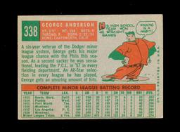 1959 Topps ROOKIE Baseball Card #338 Rookie Hall of Famer George Anderson P