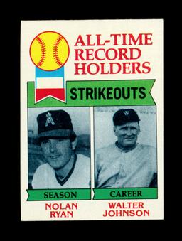 1979 Topps Baseball Card #417 All Time Record Holders Strikeouts: Nolan Rya