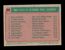 1973 Topps Basketball Card #154 NBA Scoring Avg Leaders: Nate Achibald-Kare