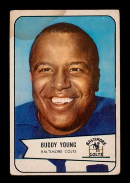 1954 Bowman Football Card #38 Buddy Young Baltimore Colts. Water Stain