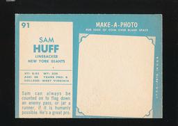 1961 Topps Football Card #91 Hall of Famer Sam Huff New York Giants