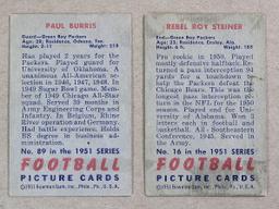 (2) 1951 Bowman Football Cards #16 Reel Steiner Gree Bay Packers & #89 Paul