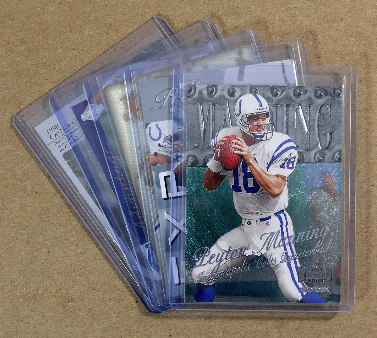 (5) 1999 (2nd Year) Peyton Manning Football Cards
