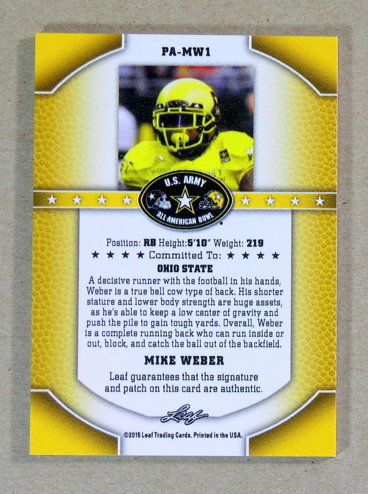 2015 Leaf AUTOGRAPHED-GAME WORN JERSEY-ROOKIE Football Card #PA-MW1 Rookie