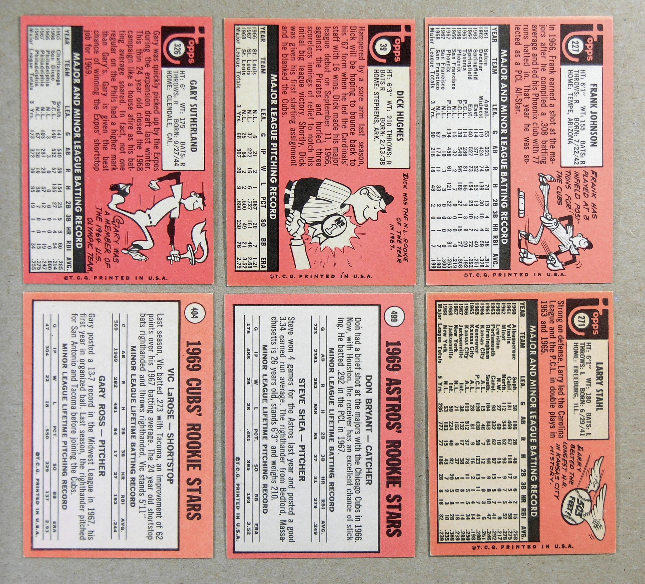 (12) 1969 Topps Low Number Baseball Cards (Commons).  EX or Higher Grade Co