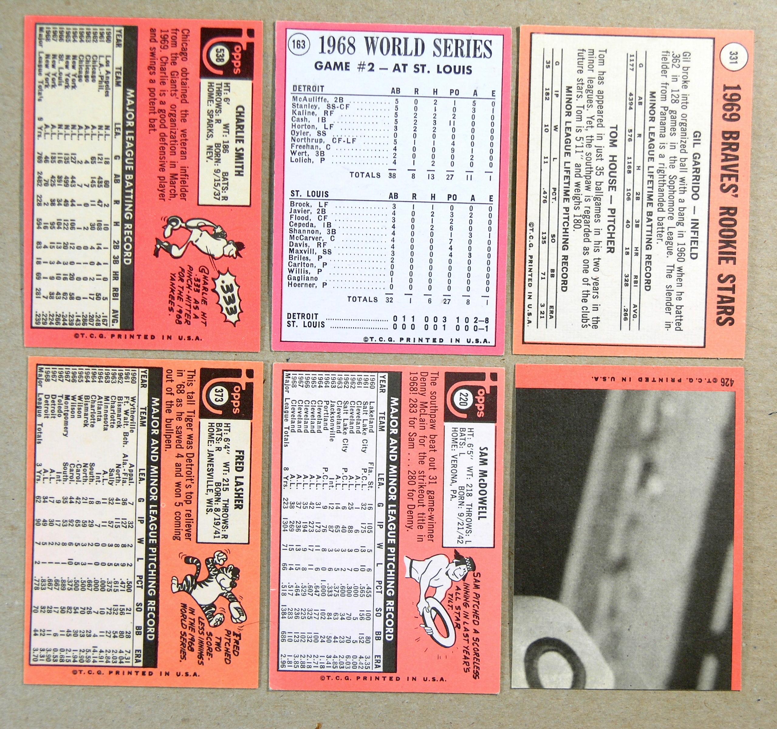 (12) 1969 Topps Low Number Baseball Cards (Commons).  EX or Higher Grade Co