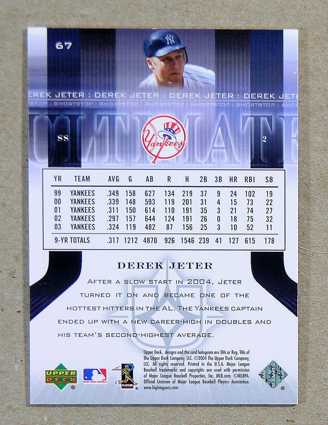 2004 Upper Deck Ultimate Collection Baseball Card #67 Derek Jeter New York