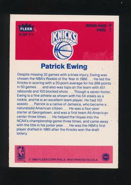 1986 Fleer ROOKIE Basketball Sticker #8 of 11 Rookie Patrick Ewing New York