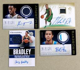 (4) Autographed-Game Worn Jersey Basketball Cards