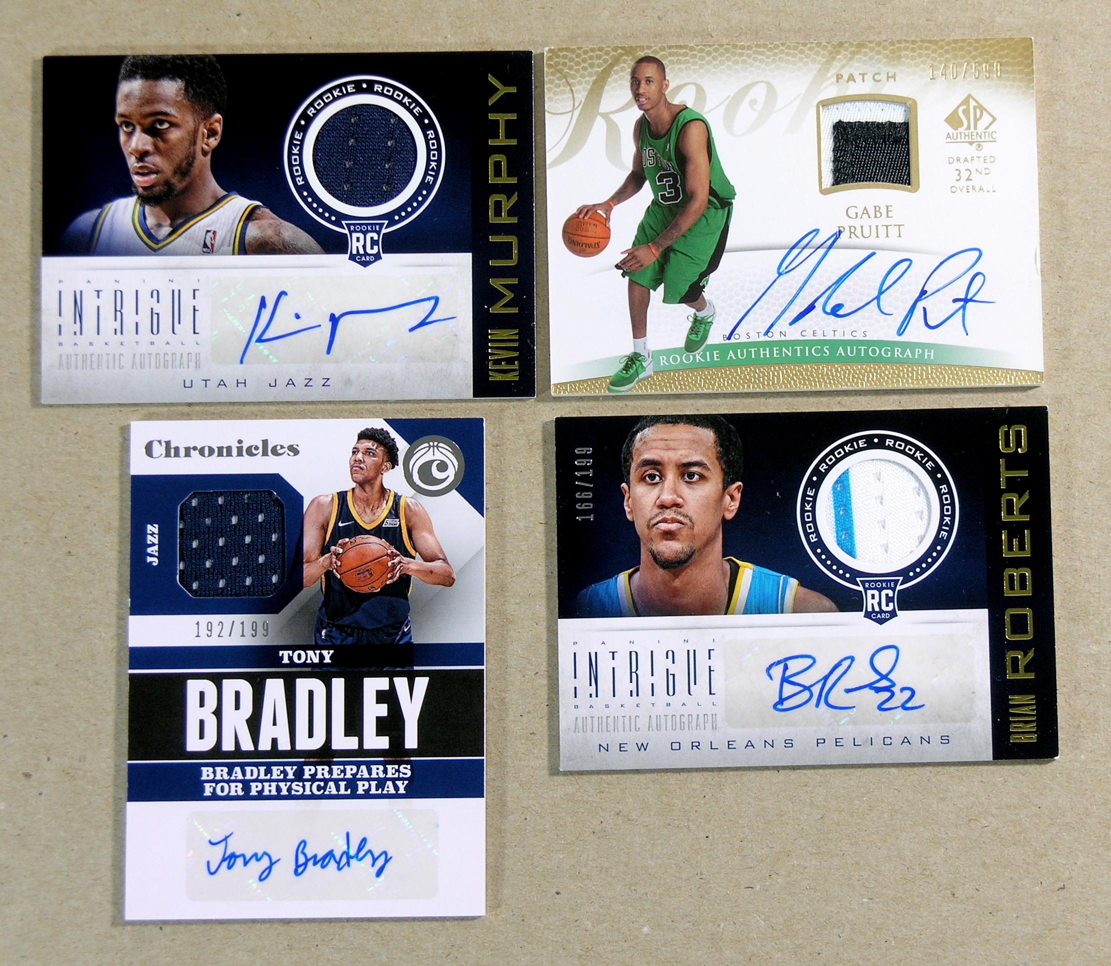 (4) Autographed-Game Worn Jersey Basketball Cards