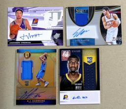(4) Autographed-Game Worn Jersey Basketball Cards