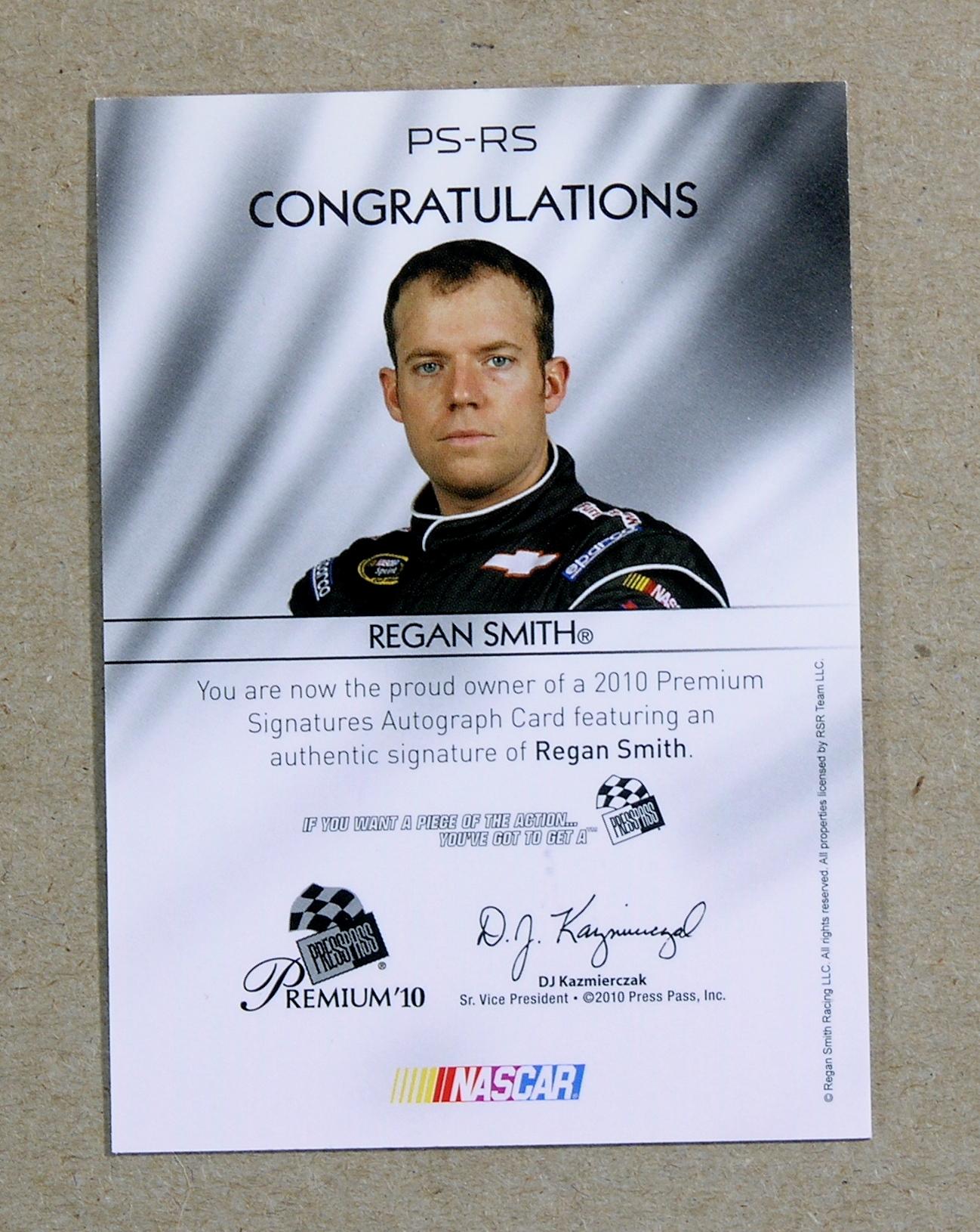 2010 Press Pass Premium RED INK AUTOGRAPHED NASCAR Collectors Card #PS-RS R