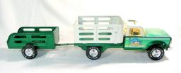 1980's Nylint Die Cast Pressed Metal Toy Farm Truck with Green Trailer  (Go