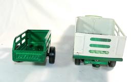 1980's Nylint Die Cast Pressed Metal Toy Farm Truck with Green Trailer  (Go