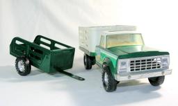 1980's Nylint Die Cast Pressed Metal Toy Farm Truck with Green Trailer  (Go