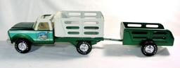 1980's Nylint Die Cast Pressed Metal Toy Farm Truck with Green Trailer  (Go