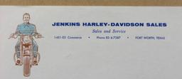 (2) 1950s Harley Davidson Letterhead Sheets Unused from "Jenkins-Harley Dav