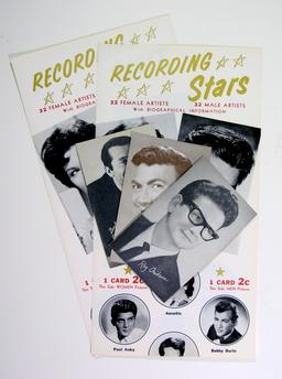 1960's Recording Star Arcade Card Display.  Two original header card sheets