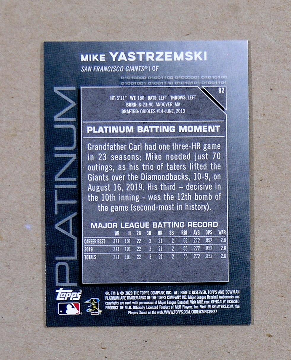 2020 Topps "Platinum Batting Moment" Baseball Card # 92 Hall of Famer Harmo