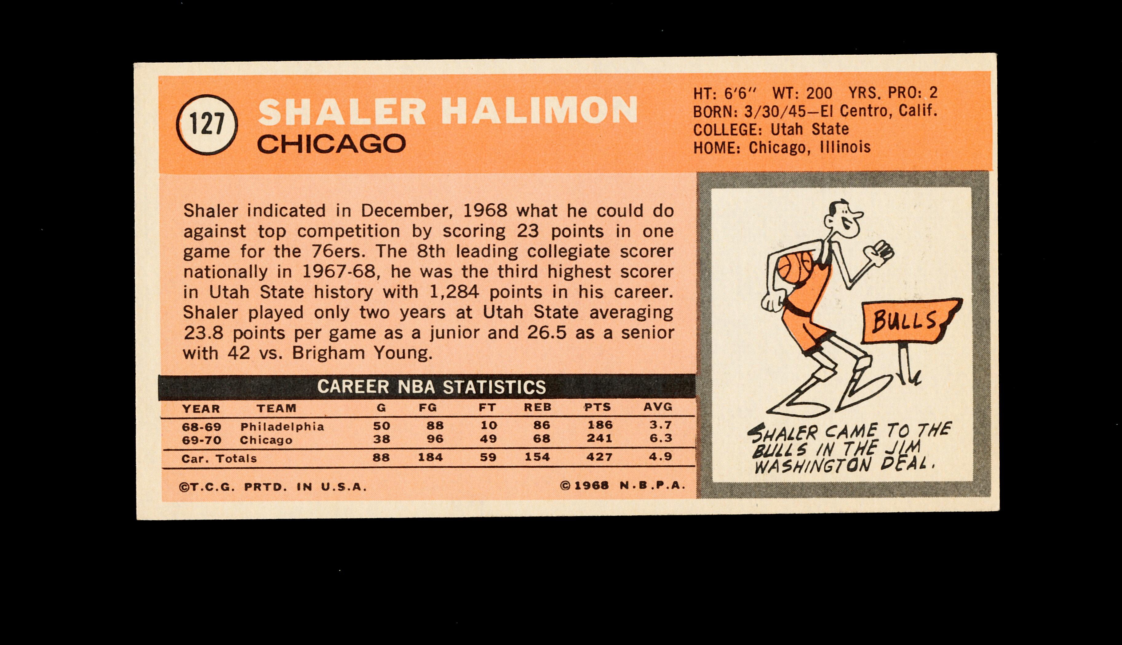 1970-71 Topps Basketball Card #127 Shaler Halimon Chicago Bulls