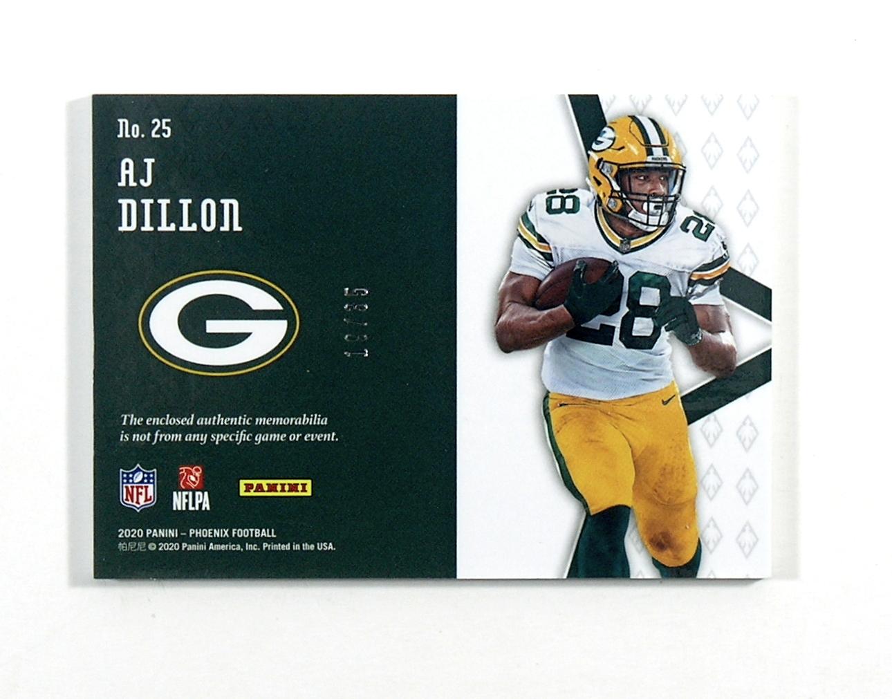 2020 Panini Phoenix ROOKIE-GAME WORN JERSEY Football Card #25 Rookie AJ Dil
