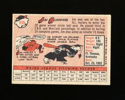 1958 Topps Baseball Card #115 Hall of Famer Jim Bunning Detroit Tigers
