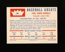 1960 Fleer Baseball Greats Baseball Card #4 Carl Hubbell
