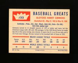 1960 Fleer Baseball Greats Baseball Card #32 Al Simmons