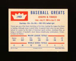 1960 Fleer Baseball Greats Baseball Card #40 Joe Tinker
