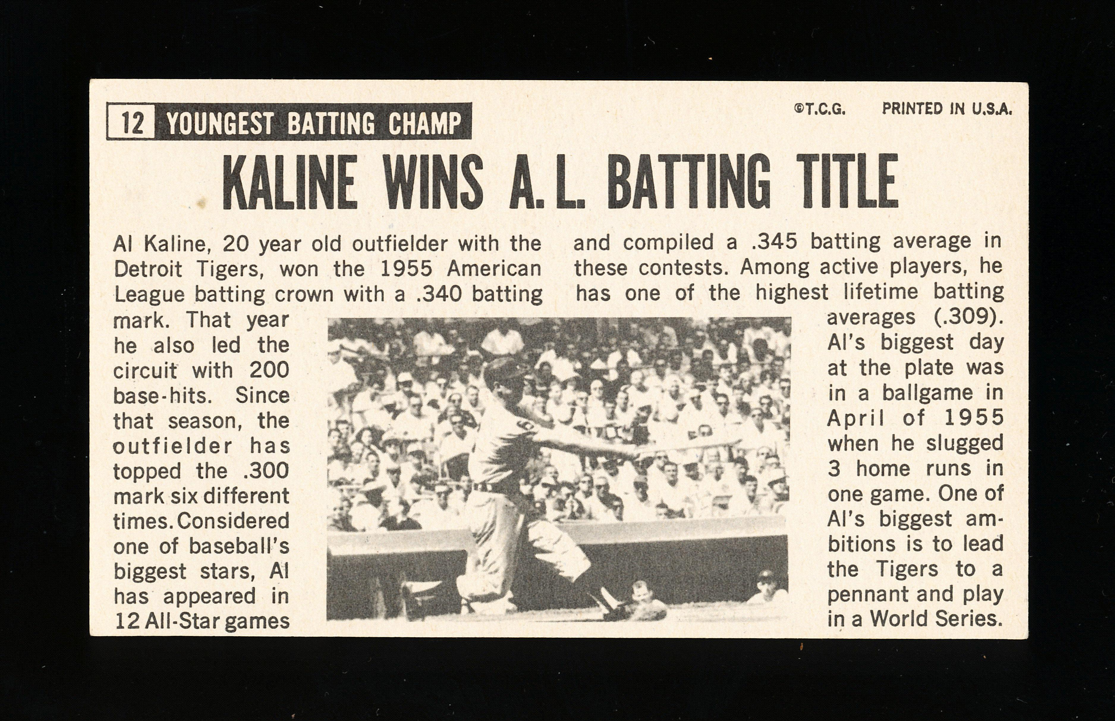 1964 Topps Giant Baseball Card #12 Hall of Famer Al Kaline Detroit Tigers