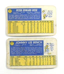 (2) 1970 Topps Super Baseball Cards #8 Johnny Bench and #34 Pete Rose (Lowe