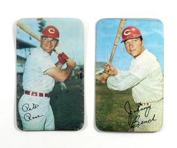 (2) 1970 Topps Super Baseball Cards #8 Johnny Bench and #34 Pete Rose (Lowe