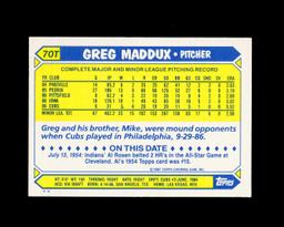 1987 Topps Traded ROOKIE Baseball Card #70T Rookie Hall of Famer Greg Maddu