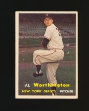 1957 Topps ROOKIE Baseball Card #39 Rookie Al Worthington New York Giants.