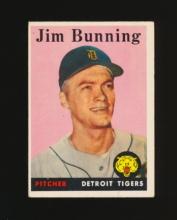 1958 Topps Baseball Card #115 Hall of Famer Jim Bunning Detroit Tigers