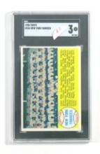 1958 Topps Baseball Card #246 New York Yankees Team/Checklist. Graded SGC V